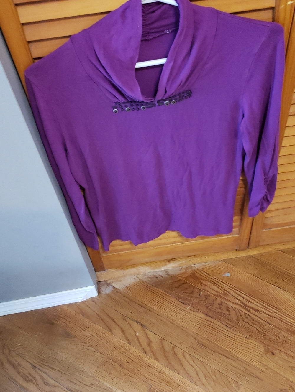 Women’s Cowl Neck Purple Jersey Top